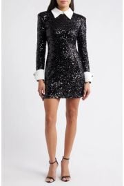 Collared Long Sleeve Sequin Minidress at Nordstrom Rack